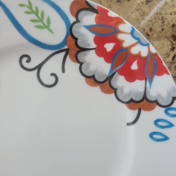 Fitz and Floyd Salad Plates Gourmet Mod Floral Set of Three Bright Floral Design - Picture 7 of 9